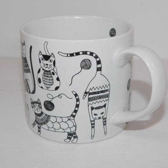 PURR PARTY Now Design White Black Graphic Cat Kitten Mug 14 oz - Picture 2 of 10
